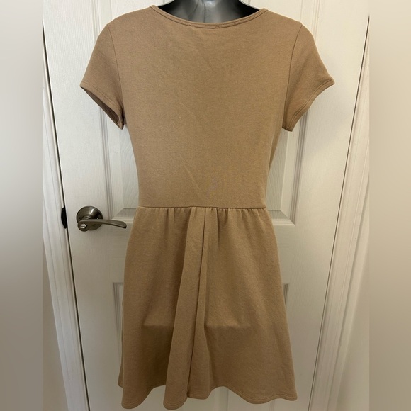 Camel Coloured Sweat-Dress with Pockets, Sz S - Picture 3 of 6